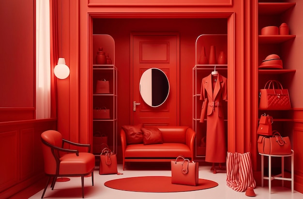 Generative AI illustration of Luxury Stores decorated in different colors with beautiful interior design