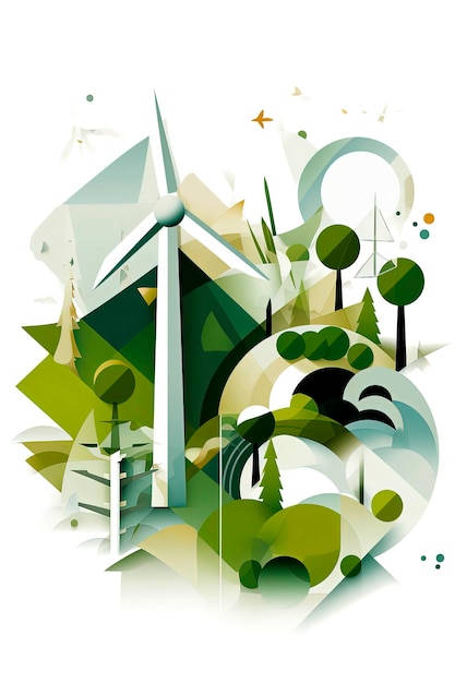 Generative AI illustration of nature clean energy eco friendly sustainability and environment icon