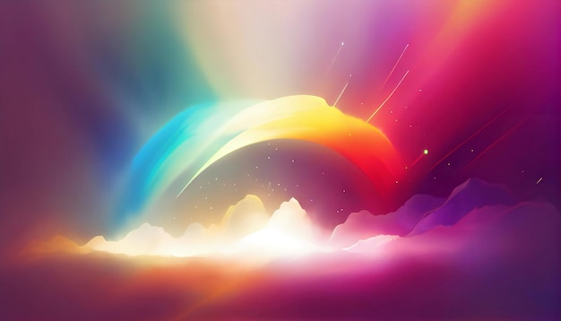 Generative AI Illustration Rainbow Haze Create a dreamy and ethereal image