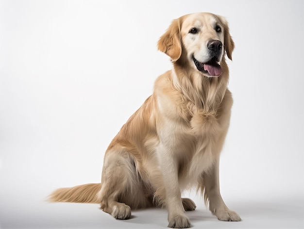 Generative ai illustration of a sitting sideways Golden Retriever