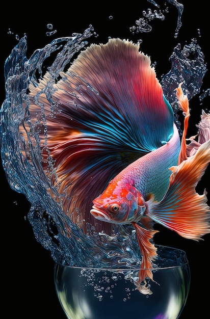 Generative AI illustration of wonderful and colorful betta fish