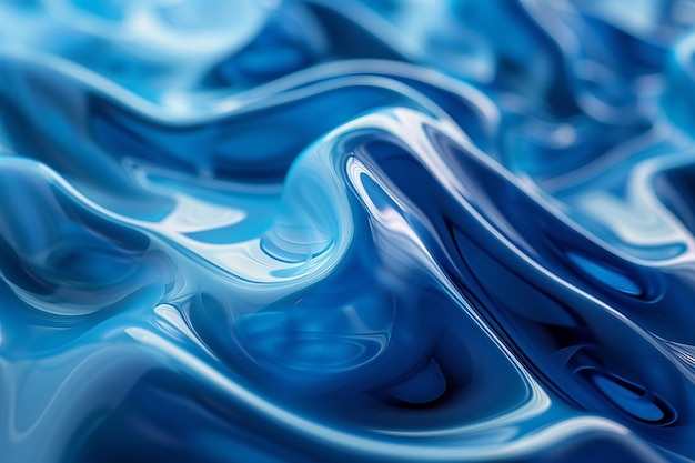 Photo generative ai image of abstract blue water fluid shapes wallpaper