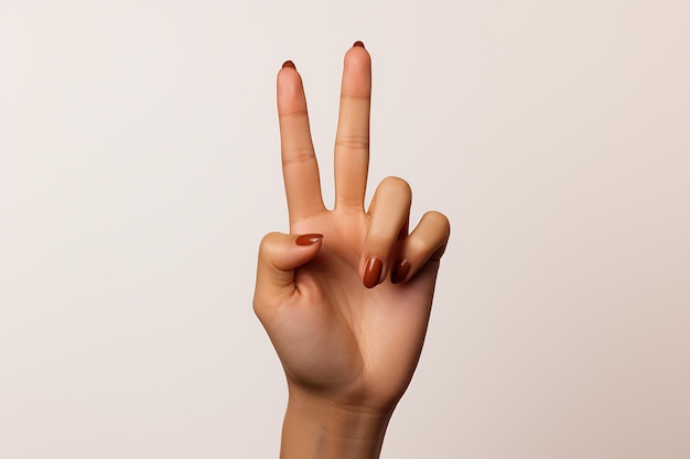 Generative AI Image of Girl Hand with Two Fingers Symbolize Peace on Isolated Background