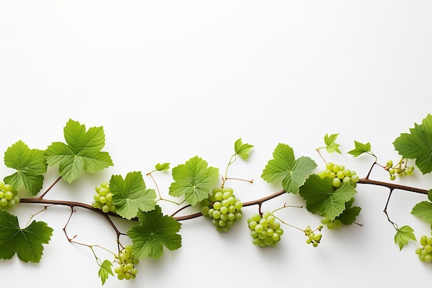 Generative AI Image of Green Grapes Vines with Blank Space on Isolated Background