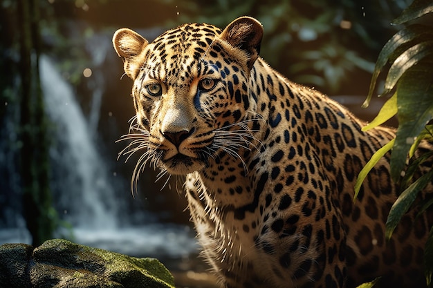 Generative AI Image of Leopard Cheetah Animal in Amazon Rainforest