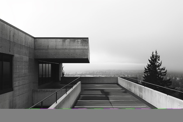 Photo generative ai image of minimalism rooftop and parking lot building in black wallpaper