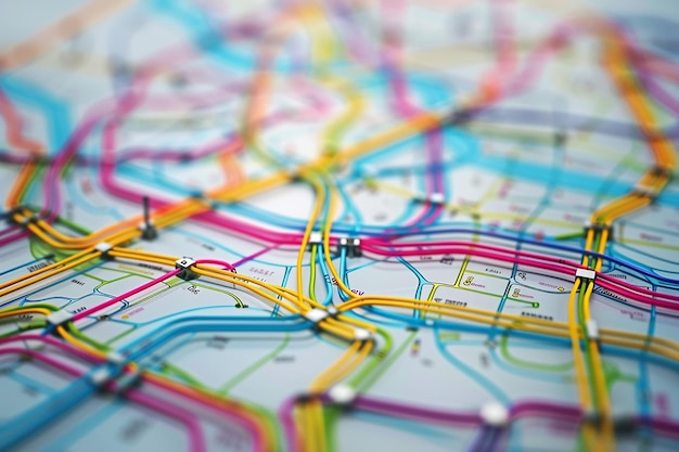 Photo generative ai image of road train traffic map with colorful cable wallpaper