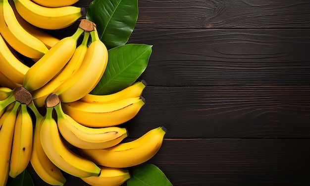 Generative AI Image of Yellow Bananas with Blank Space on Wooden Background