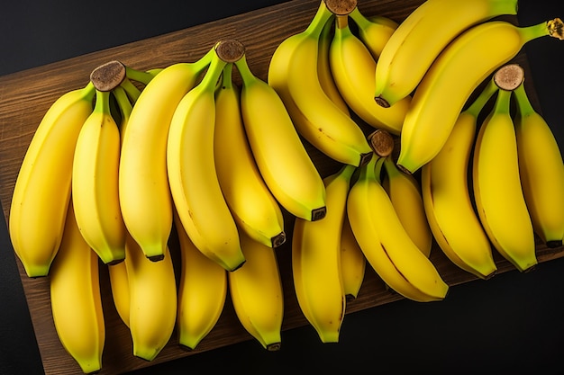 Generative AI Image of Yellow Bananas on Wooden Cutting Board