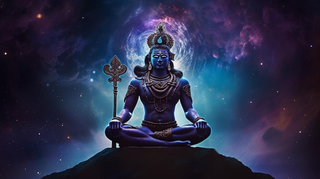 Generative AI imagines a Hindu god generating the cosmos from the center of the galaxy