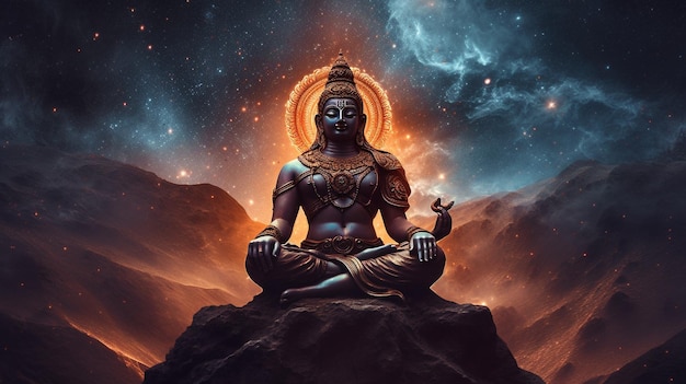 Generative AI imagines a Hindu god generating the cosmos from the center of the galaxy