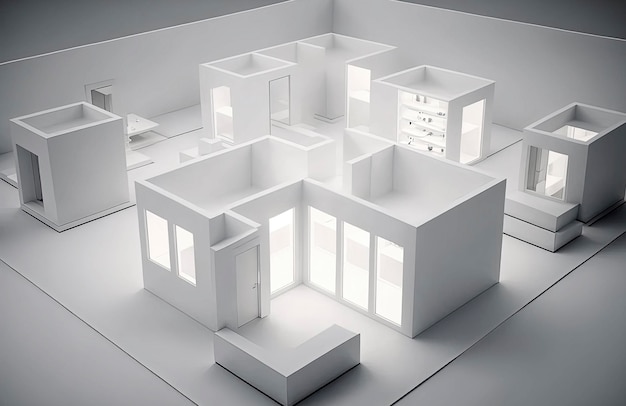 Generative AI of Isometric concept illustration of isometric business office planArchitects officebank officessafefurnished