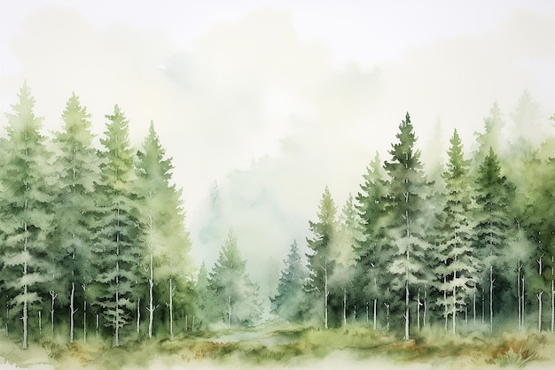 Generative AI a landscape of a forest created in watercolor