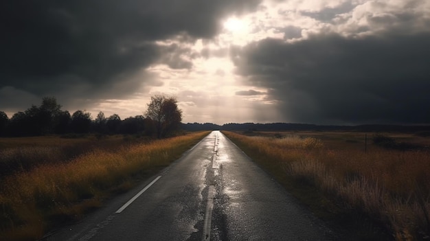 Photo generative ai landscape lonely road mountains country side