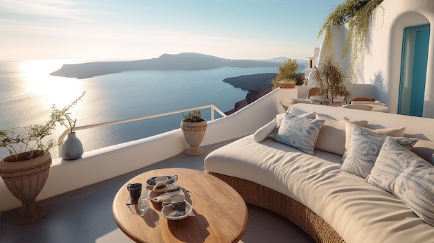 Generative ai of A Luxury apartment terrace in Santorini