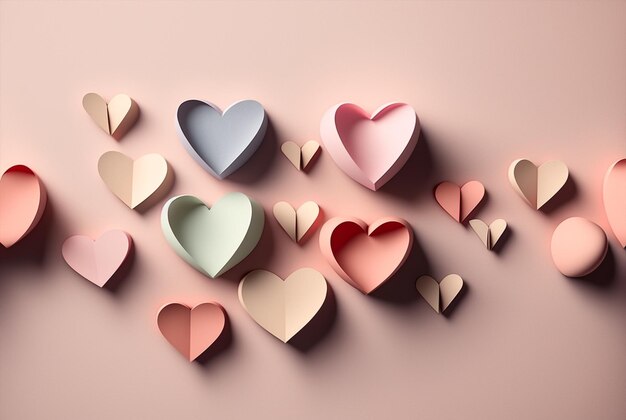 Generative ai origami paper heart valentine day greetings card