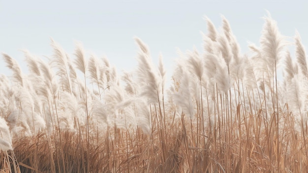 Generative AI Pampa grass branch with sky Abstract natural boho background of soft plants