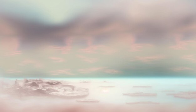 Generative ai pastel tone ethereal and surreal abstract ocean seascape