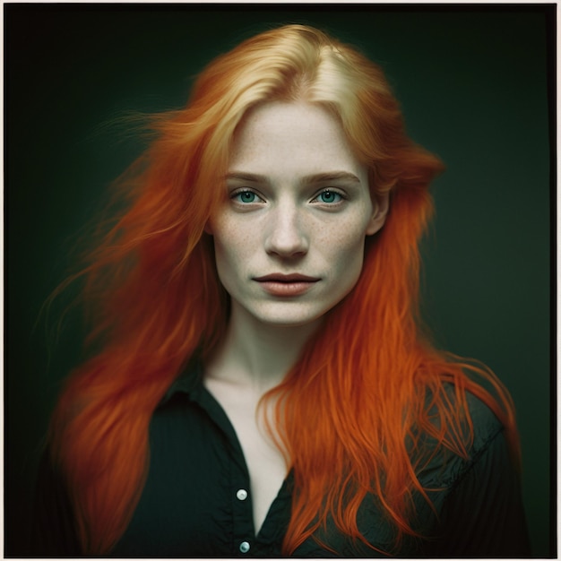 Generative ai portrait beautiful young ginger woman isolated