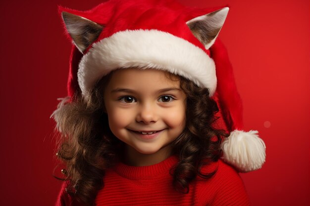 Photo generative ai portrait of small funny child wearing carnival xmas costume over background