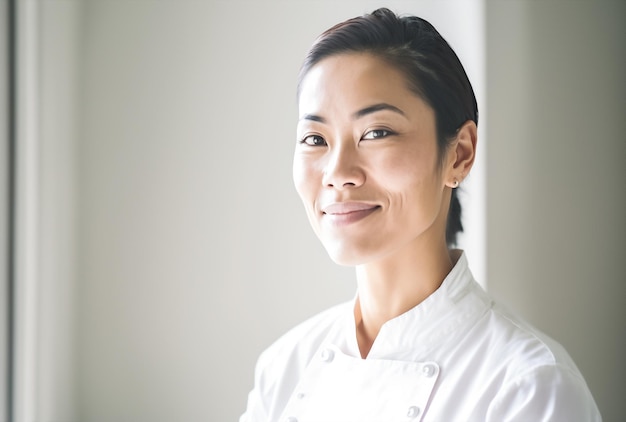 Generative ai portrait smiling confident professional woman chef