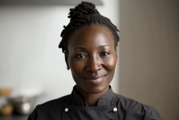 Generative ai portrait smiling confident professional woman chef