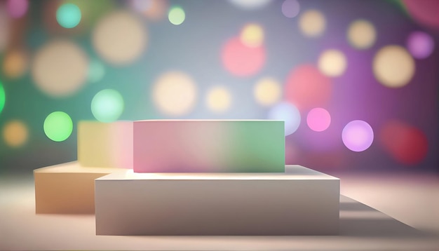 Generative AI Product Display Stand on Soft Pastel Bokeh Background for Presenting and Showcasing Any Product with Style and Elegance