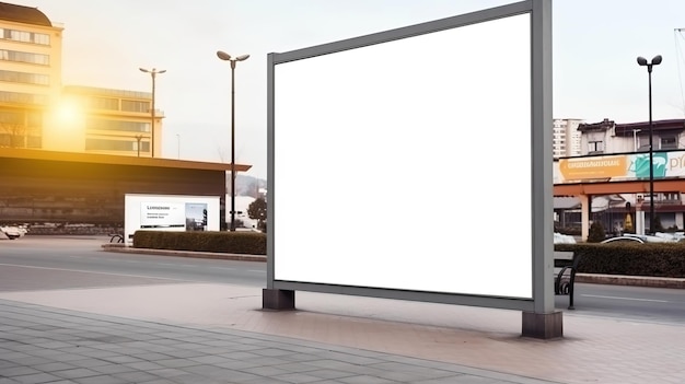 Generative AI Realistic street big billboard mock up blank for presentation advertising Outdoor