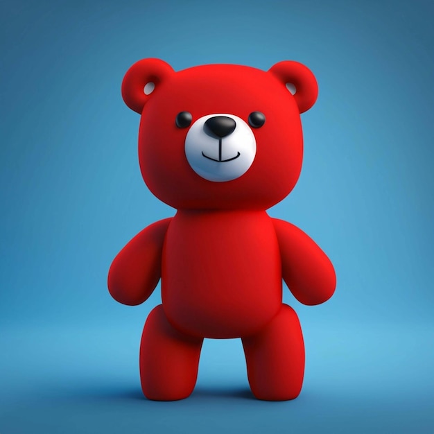 Generative ai red cute teddy bear holding a heart