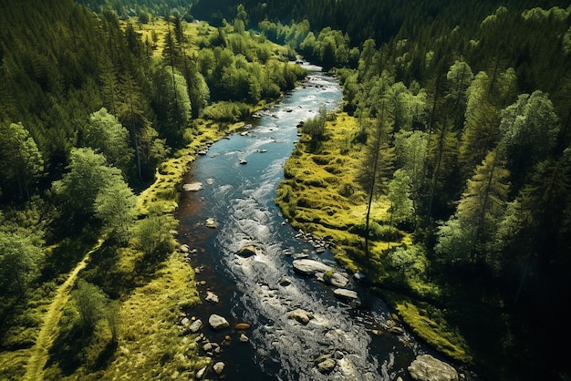 Generative AI a river that crosses a forest