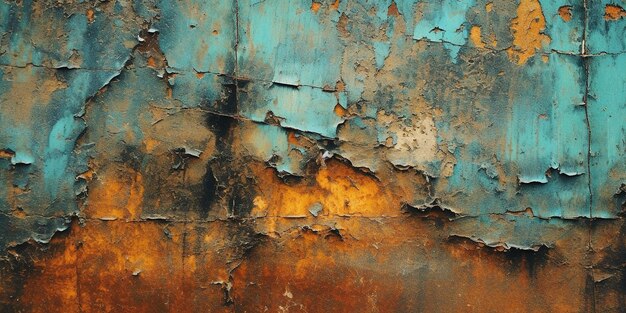 Generative AI Rusted blue and turquoise metal background Grunge old wall texture