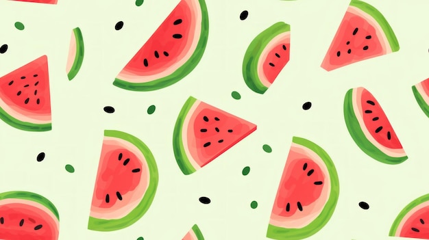 Photo generative ai simple aquarelle watermelon pattern