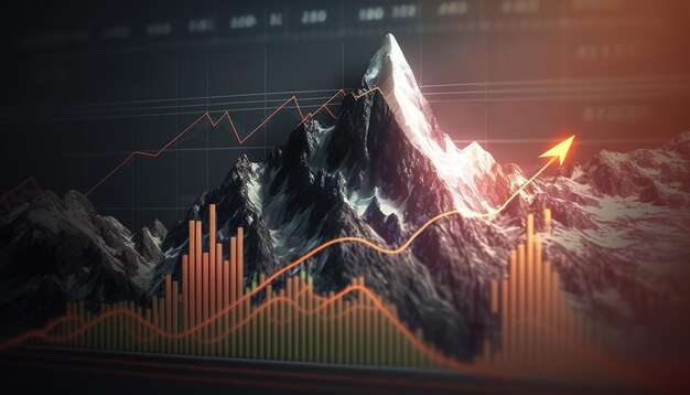 Generative AI stock market chart lines financial graph on technology abstract background represent