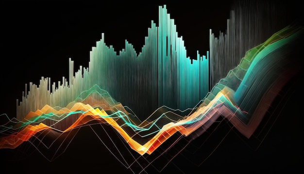 Generative AI stock market chart lines financial graph on technology abstract background