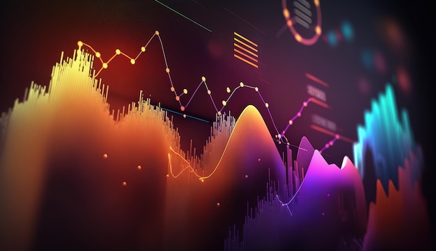 Generative AI stock market chart lines financial graph on technology abstract background