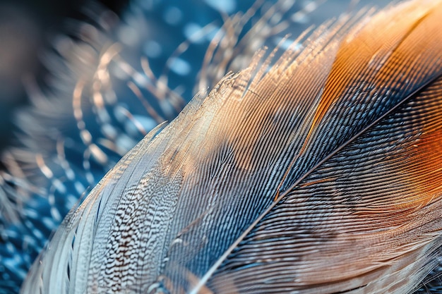 Photo generative ai on theme of beautiful texture bird feather for design natural abstract background