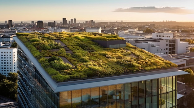 Photo generative ai view of a green roof on a modern building