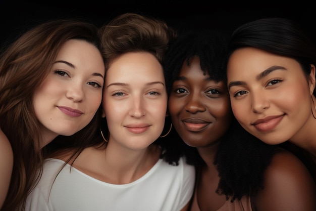 Generative ai women of different ethnicities standing side by side together