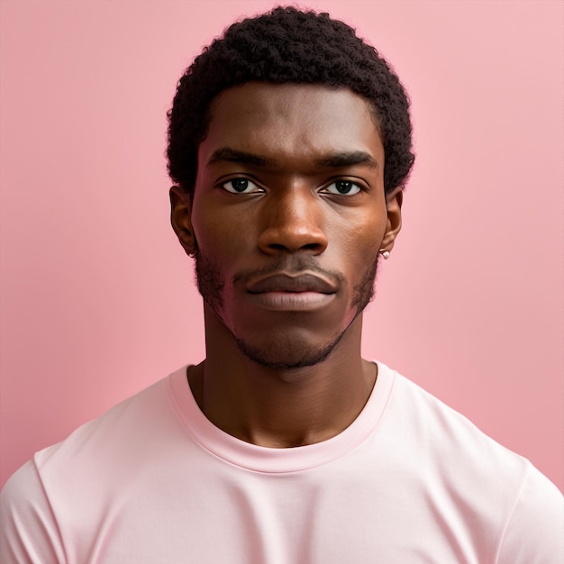 Generative ai young black man posing isolated pink background