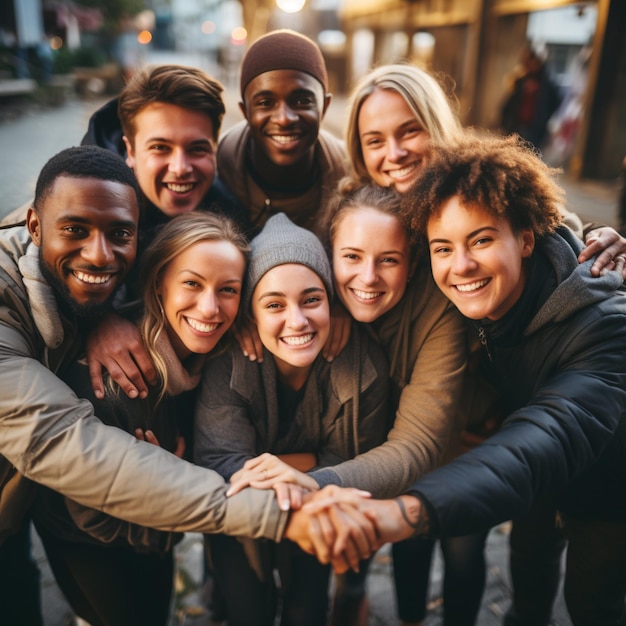 Generative AImultiethnic group of friends smiling