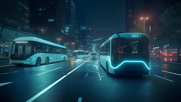 Generative AIpowered autonomous smart vehicle and bus rides across the city at night