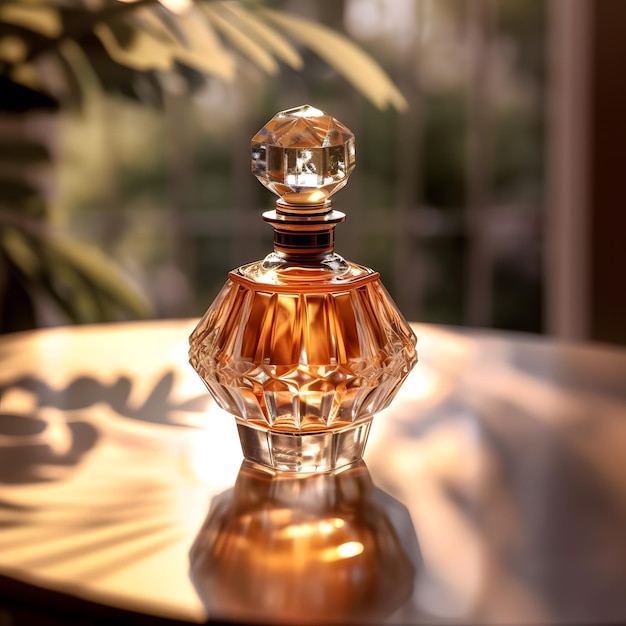 Generative Luxury Perfume Bottle with Golden or Brown Liquid