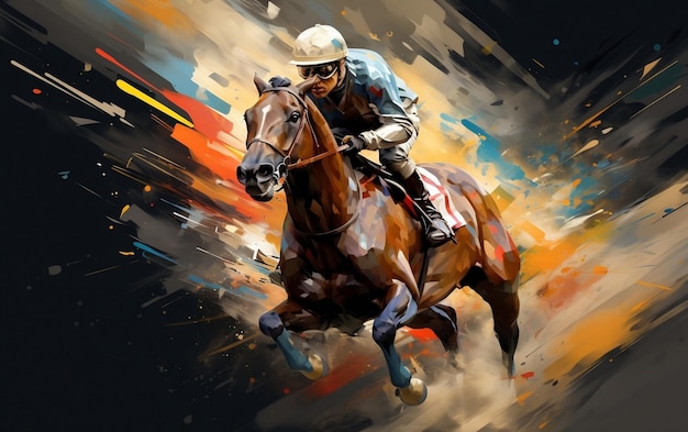 Generative made horse and jockey racing Generative AI