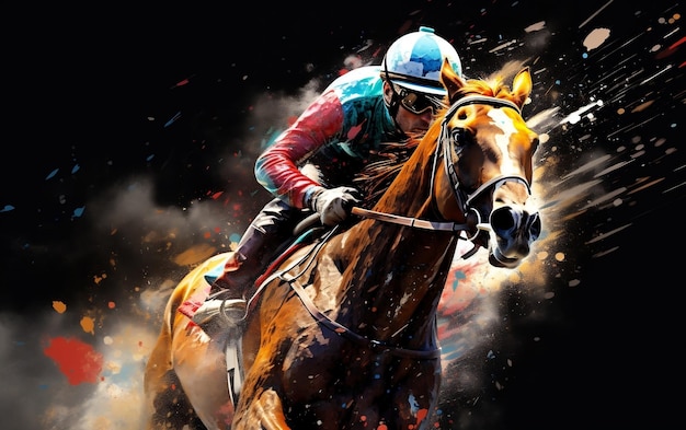 Generative made horse and jockey racing Generative AI