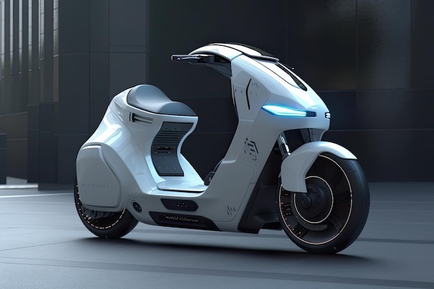 Generic electric scooter futuristic mobility solution for towns AI generative motorcycle