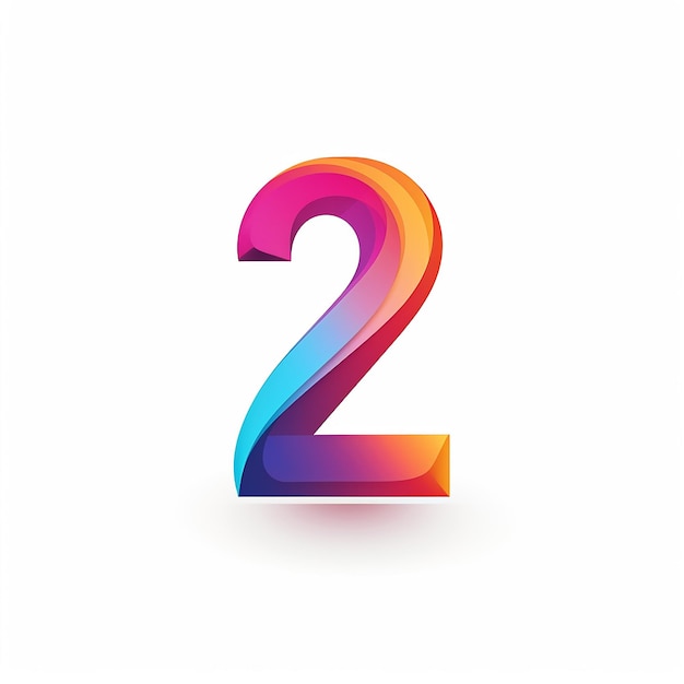 Generic flat illustration colorful logo design with number 2 two 2nd birthday anniversary 2