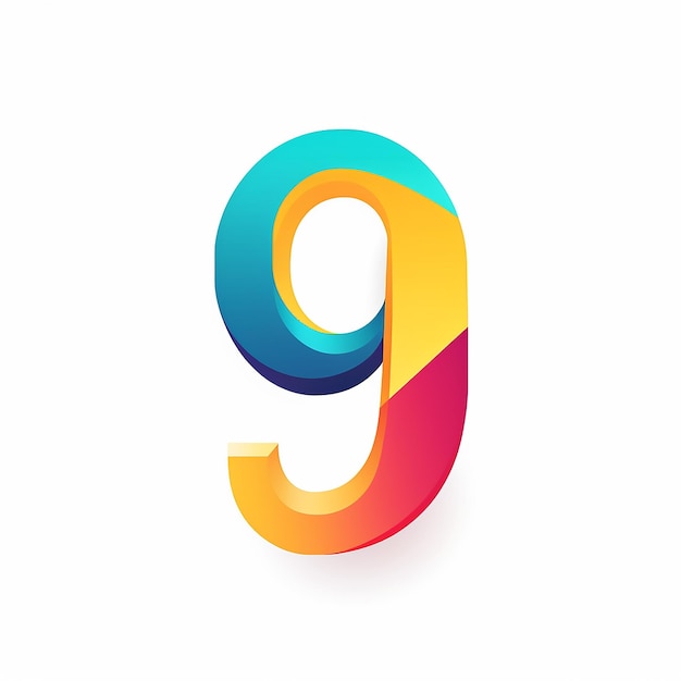 Generic flat illustration colorful logo design with number 9 nine