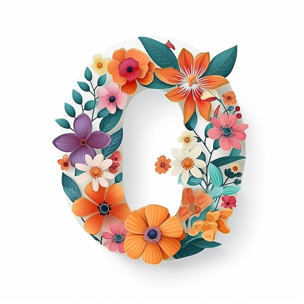 Generic logo floral design with letter O in paper cut shape alphabet