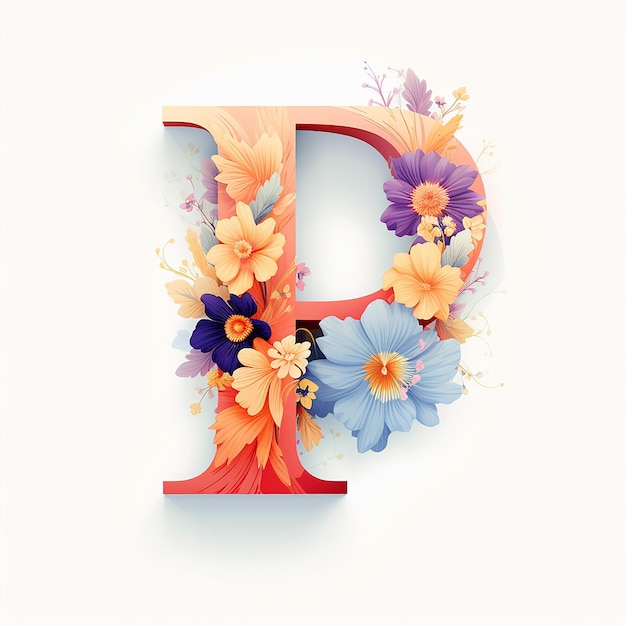 Generic logo floral design with letter P on white isolated background