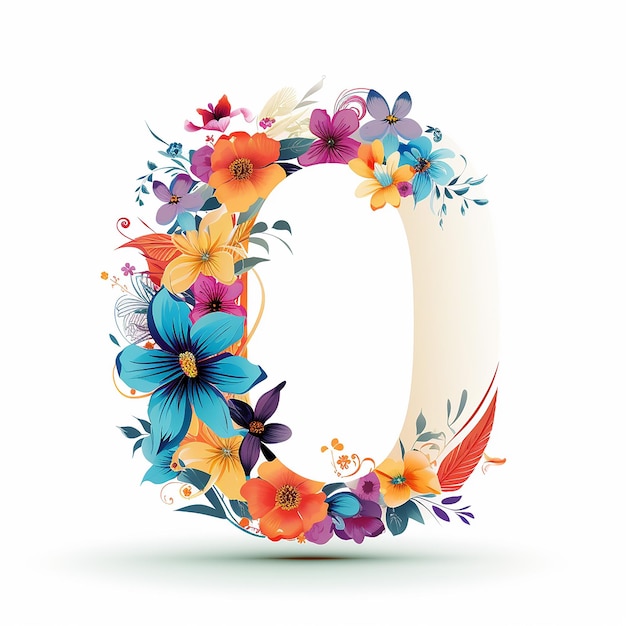 Generic logo floral design with number 0 zero on white isolated background